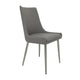 Rusa Dining Chair Set of 2, Gray Faux Leather Upholstery, Silver Legs