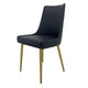 Rusa Dining Chair Set of 2 Black Faux Leather Upholstery Gold Legs BM334643