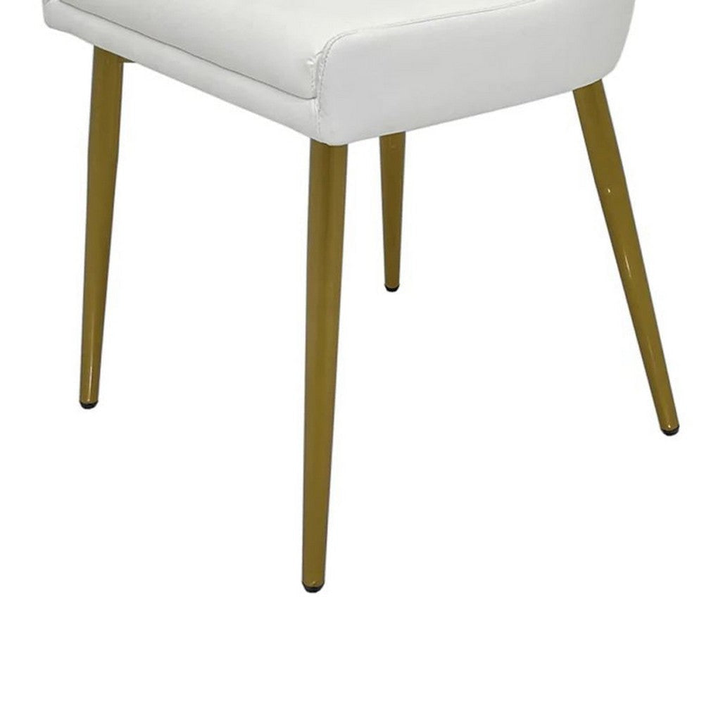 Rusa Dining Chair Set of 2 White Faux Leather Upholstery Gold Legs BM334644