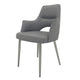 Dining Chair Set of 2 | Open Back | Padded Gray Faux Leather | Chrome BM334648