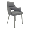 Dining Chair Set of 2 | Open Back | Padded Gray Faux Leather | Chrome