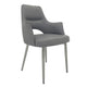 Dining Chair Set of 2 | Open Back | Padded Gray Faux Leather | Chrome