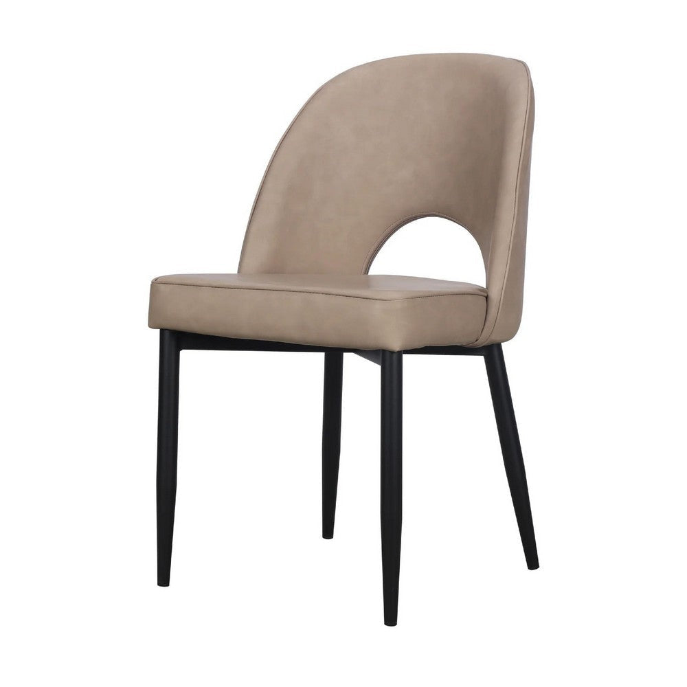 Koir Set of 2 Dining Chair | Light Taupe Faux Leather | Open Backrest BM334657