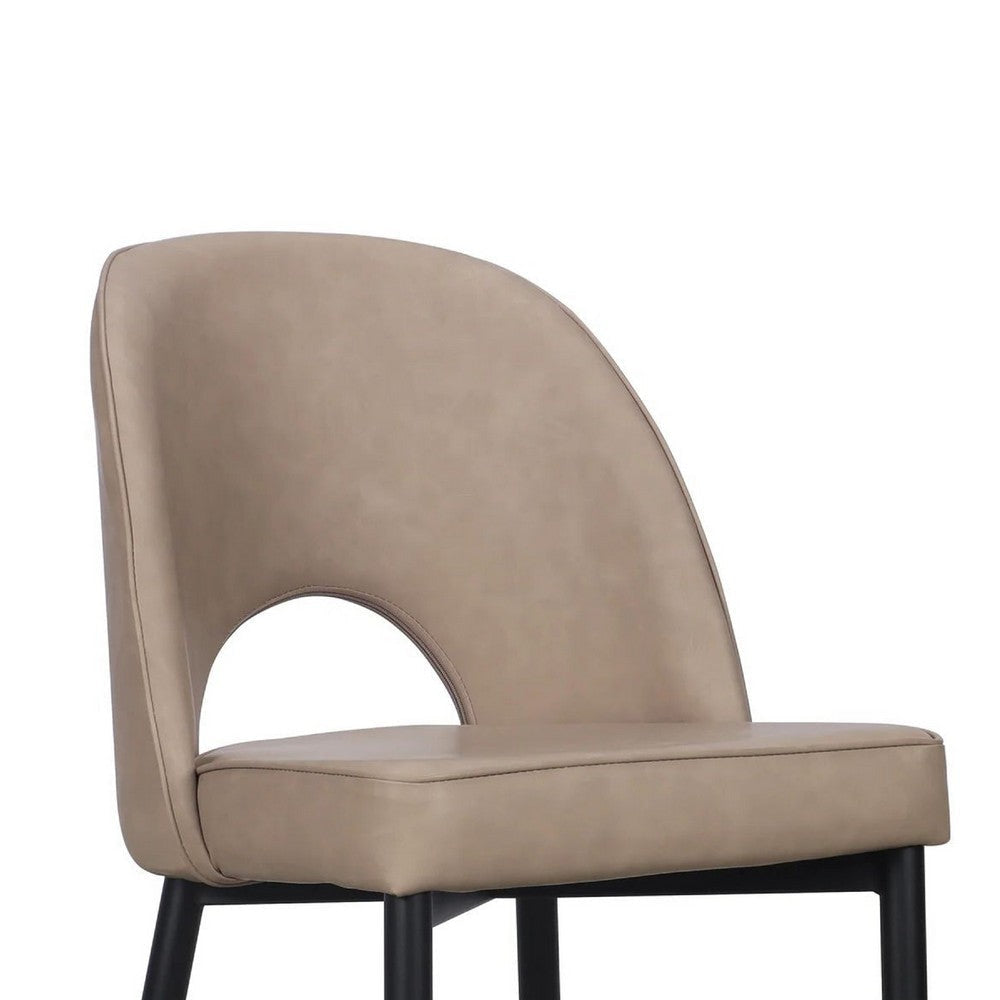 Koir Set of 2 Dining Chair | Light Taupe Faux Leather | Open Backrest BM334657