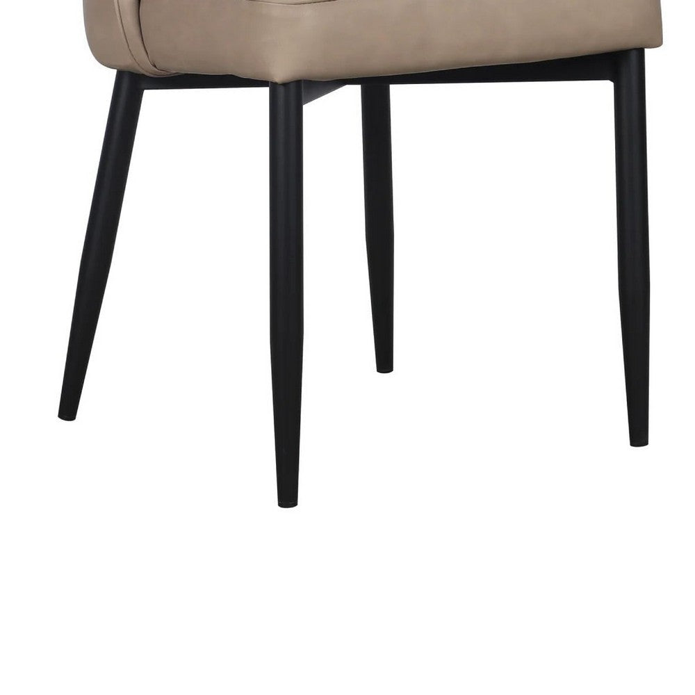 Koir Set of 2 Dining Chair | Light Taupe Faux Leather | Open Backrest BM334657