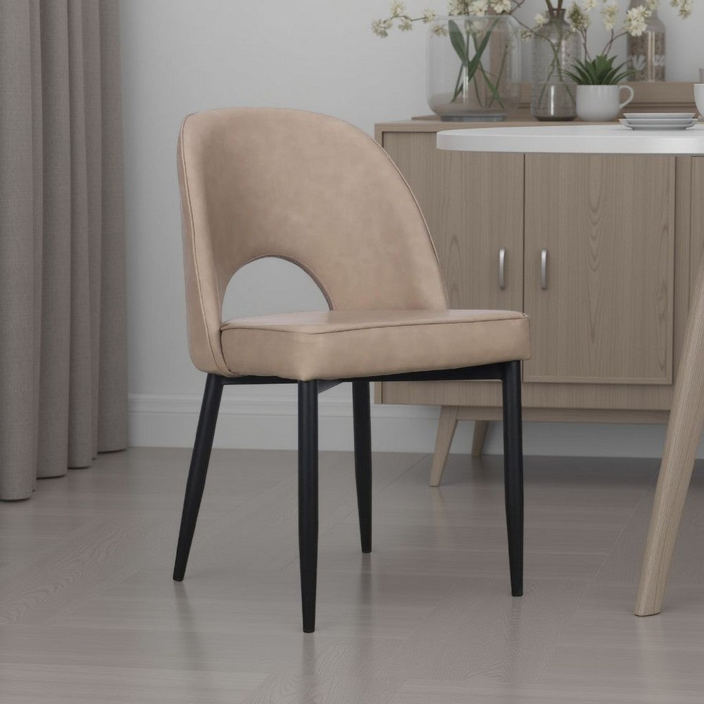 Koir Set of 2 Dining Chair | Light Taupe Faux Leather | Open Backrest