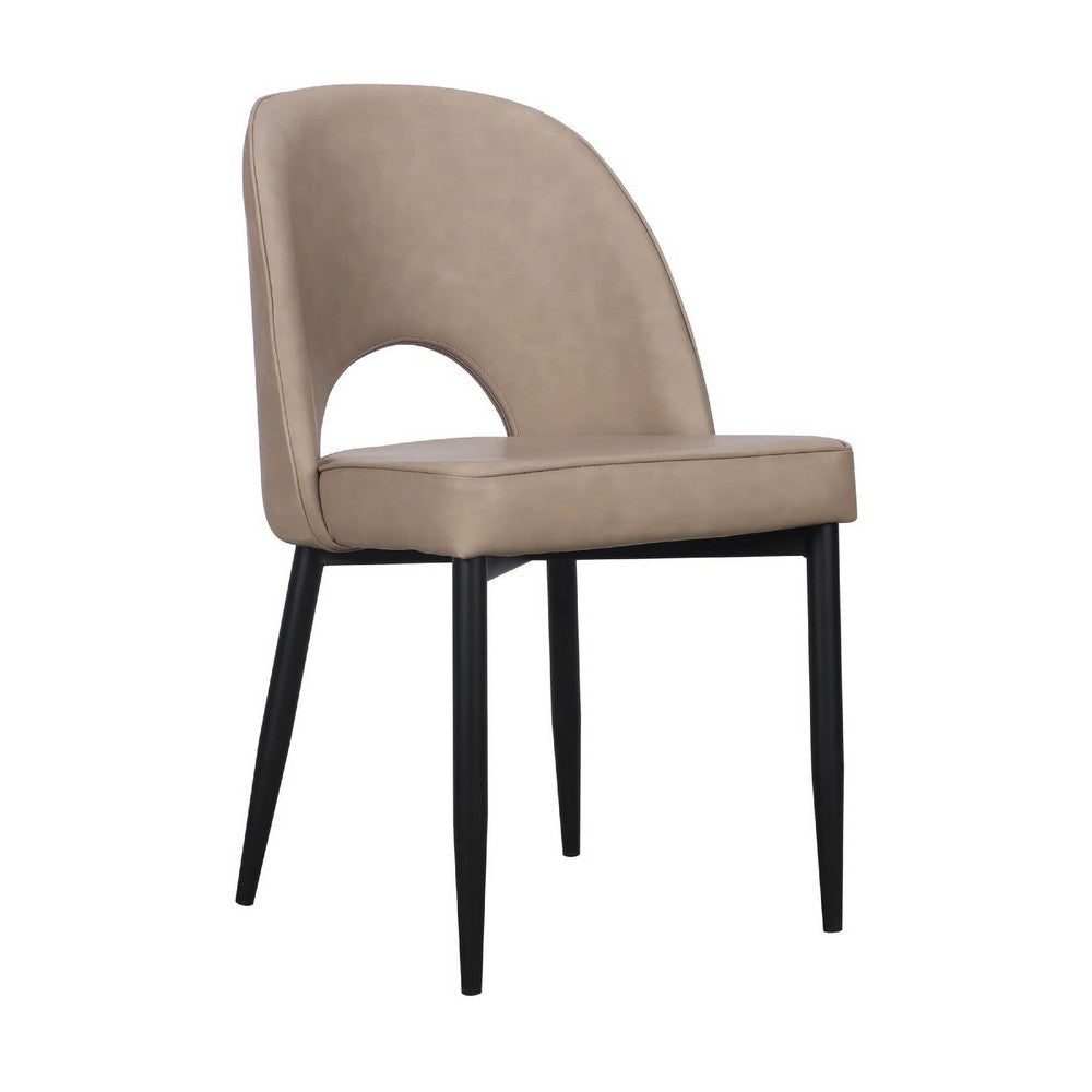 Koir Set of 2 Dining Chair | Light Taupe Faux Leather | Open Backrest