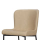 Woxy Set of 2 Dining Chair | Sand Brown Faux Leather | Black Metal