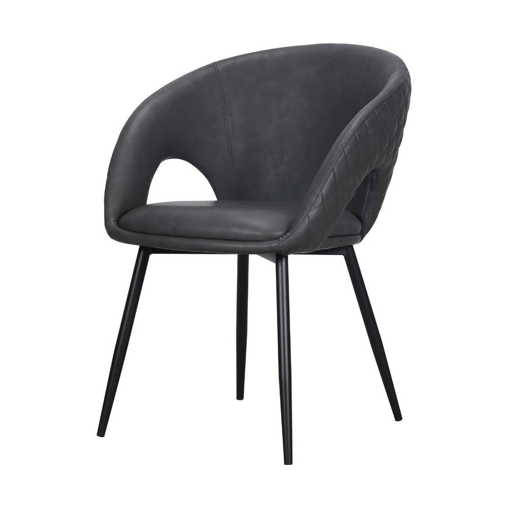 Moxy Dining Chair Set of 4 | Dark Gray Faux Leather | Diamond Stitched BM334660