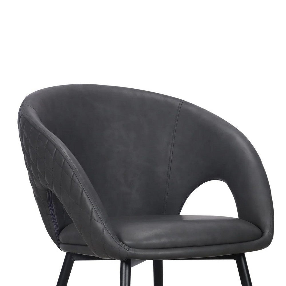 Moxy Dining Chair Set of 4 | Dark Gray Faux Leather | Diamond Stitched BM334660