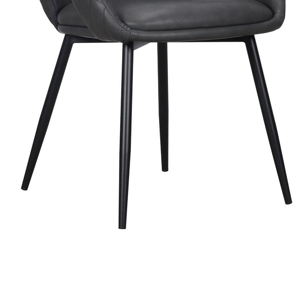 Moxy Dining Chair Set of 4 | Dark Gray Faux Leather | Diamond Stitched BM334660