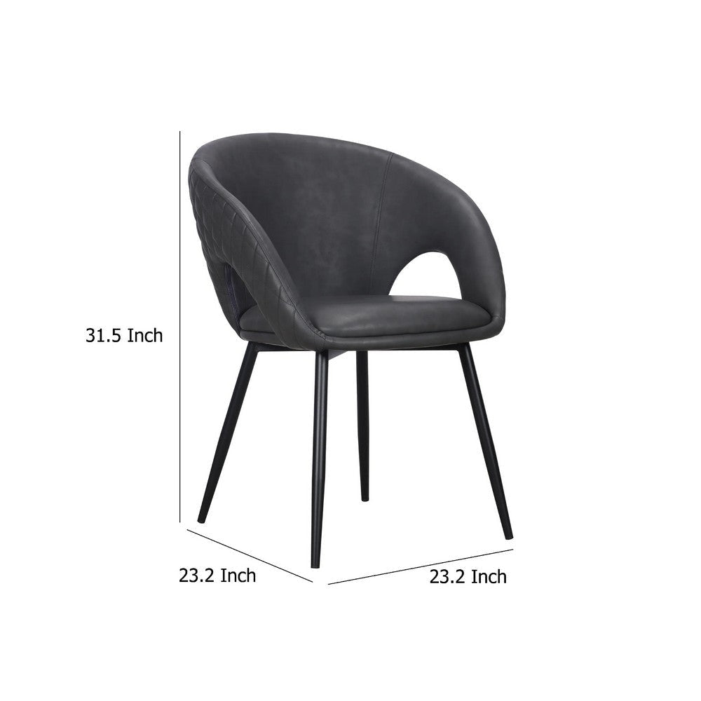 Moxy Dining Chair Set of 4 | Dark Gray Faux Leather | Diamond Stitched BM334660
