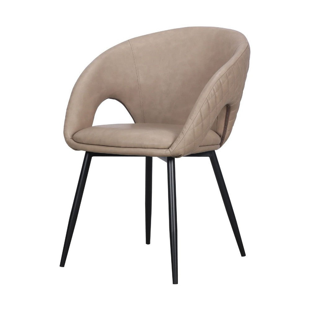 Moxy Dining Chair Set of 4 | Diamond Stitched Light Taupe Faux Leather BM334661