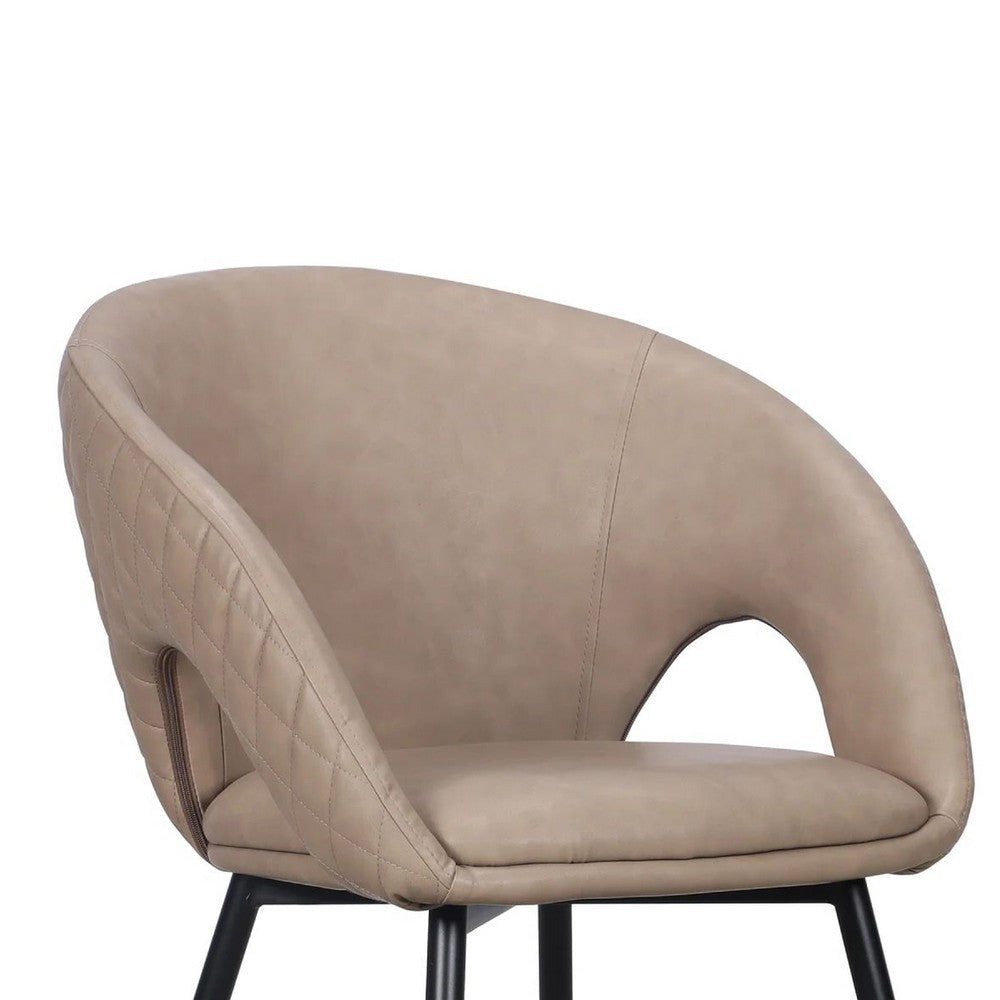 Moxy Dining Chair Set of 4 | Diamond Stitched Light Taupe Faux Leather BM334661