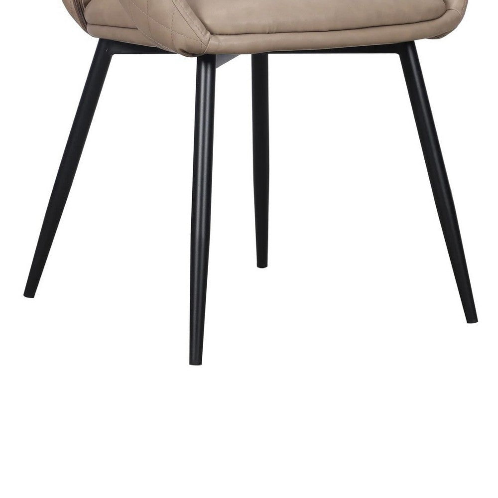 Moxy Dining Chair Set of 4 | Diamond Stitched Light Taupe Faux Leather BM334661