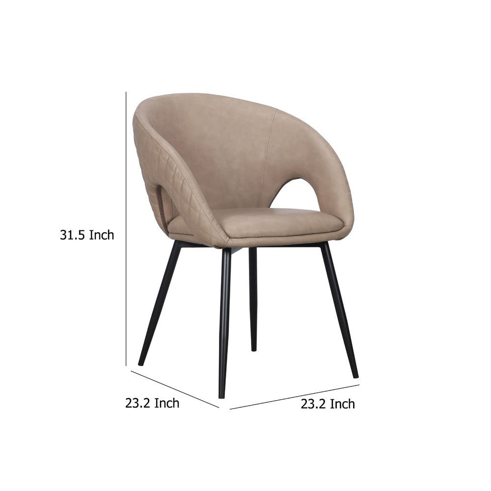 Moxy Dining Chair Set of 4 | Diamond Stitched Light Taupe Faux Leather BM334661