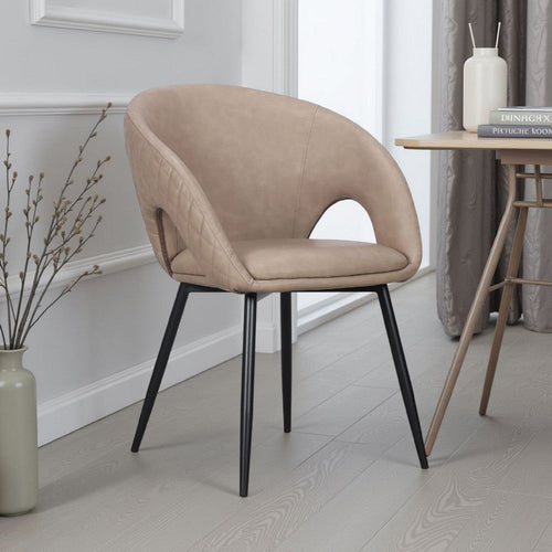 Moxy Dining Chair Set of 4 | Diamond Stitched Light Taupe Faux Leather