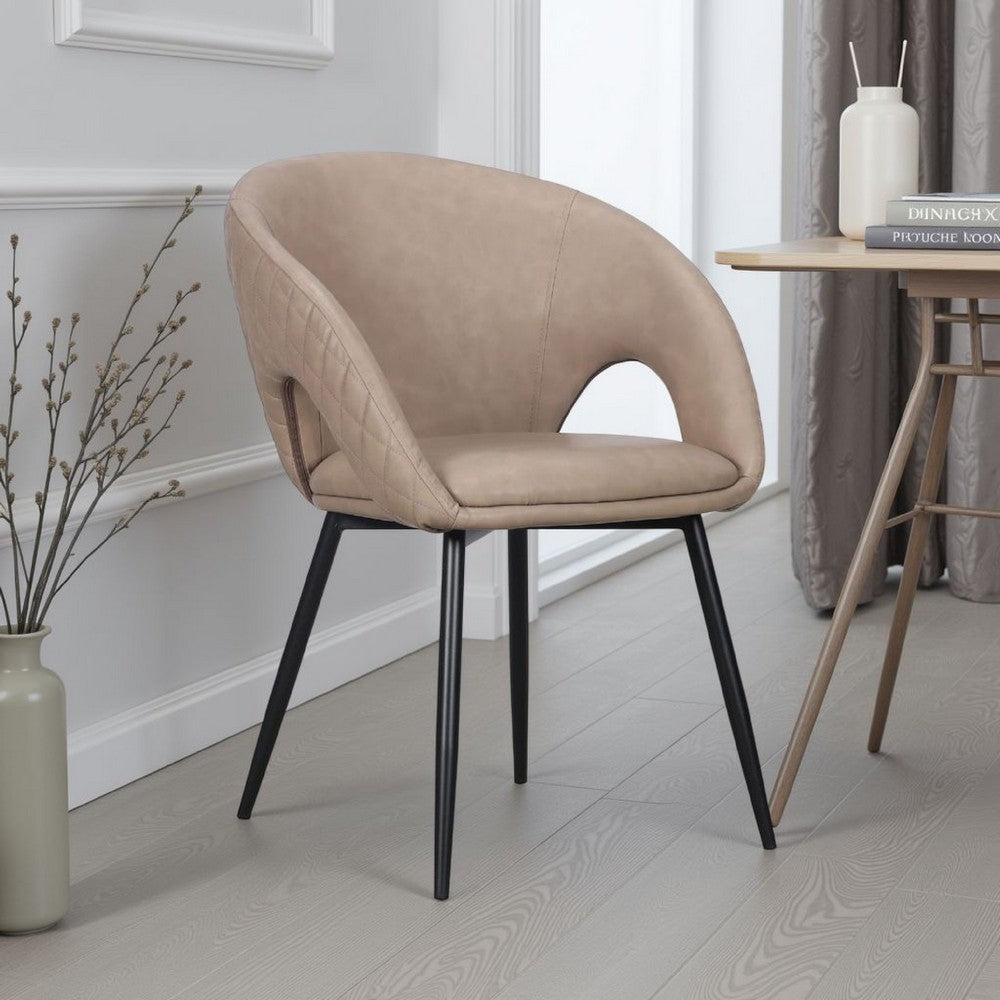 Moxy Dining Chair Set of 4 | Diamond Stitched Light Taupe Faux Leather