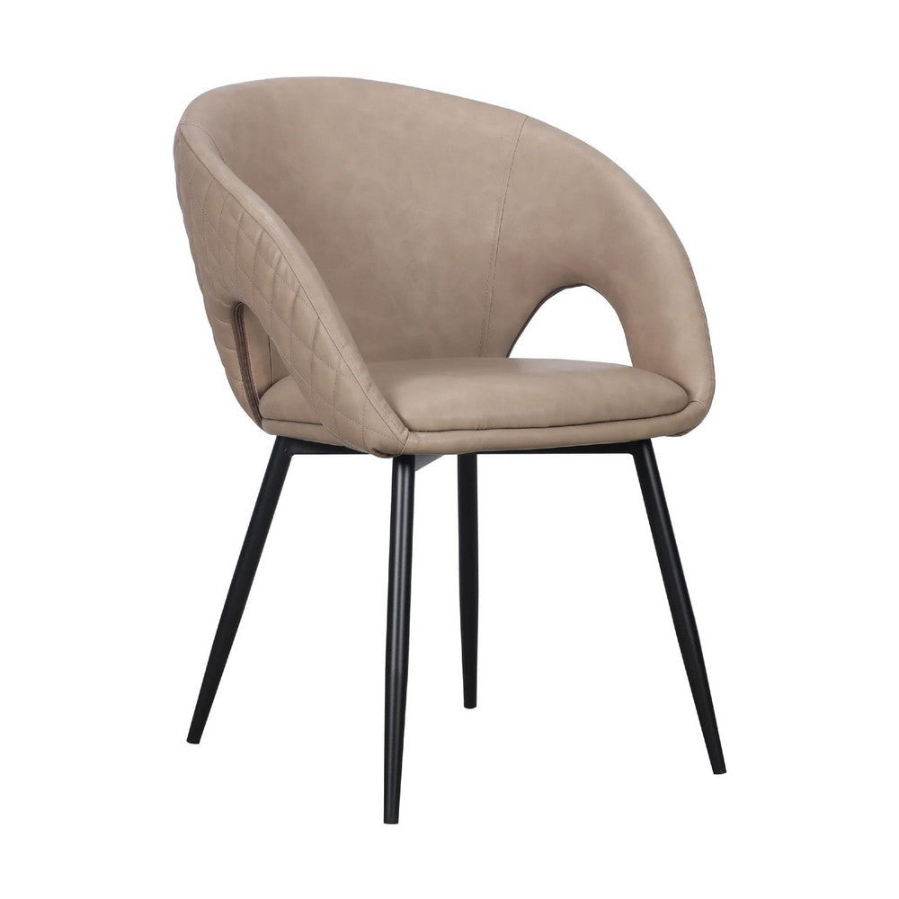 Moxy Dining Chair Set of 4 | Diamond Stitched Light Taupe Faux Leather