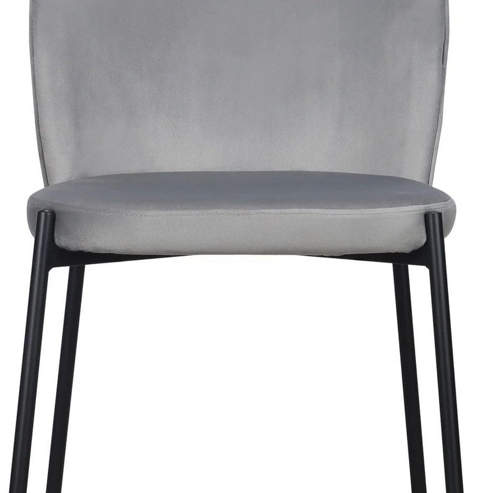 Dining Chair Set of 2 | Classic Gray Fabric | Sleek Black Metal Legs BM334662