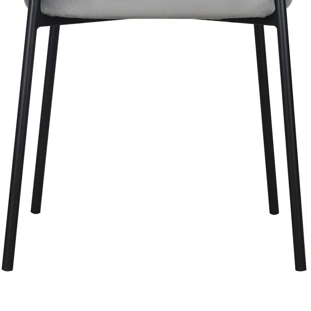 Dining Chair Set of 2 | Classic Gray Fabric | Sleek Black Metal Legs BM334662