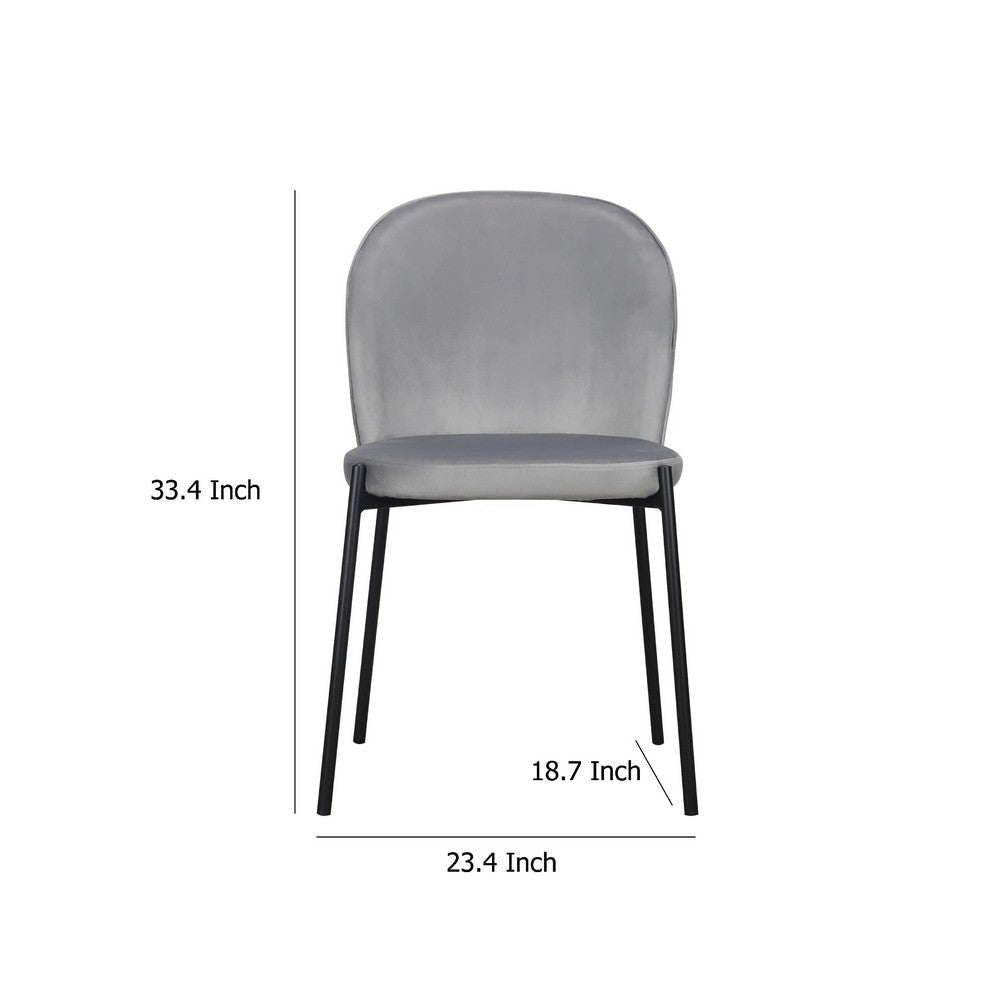Dining Chair Set of 2 | Classic Gray Fabric | Sleek Black Metal Legs BM334662
