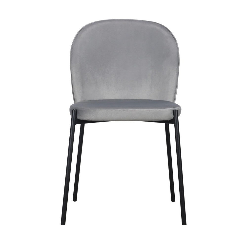 Dining Chair Set of 2 | Classic Gray Fabric | Sleek Black Metal Legs