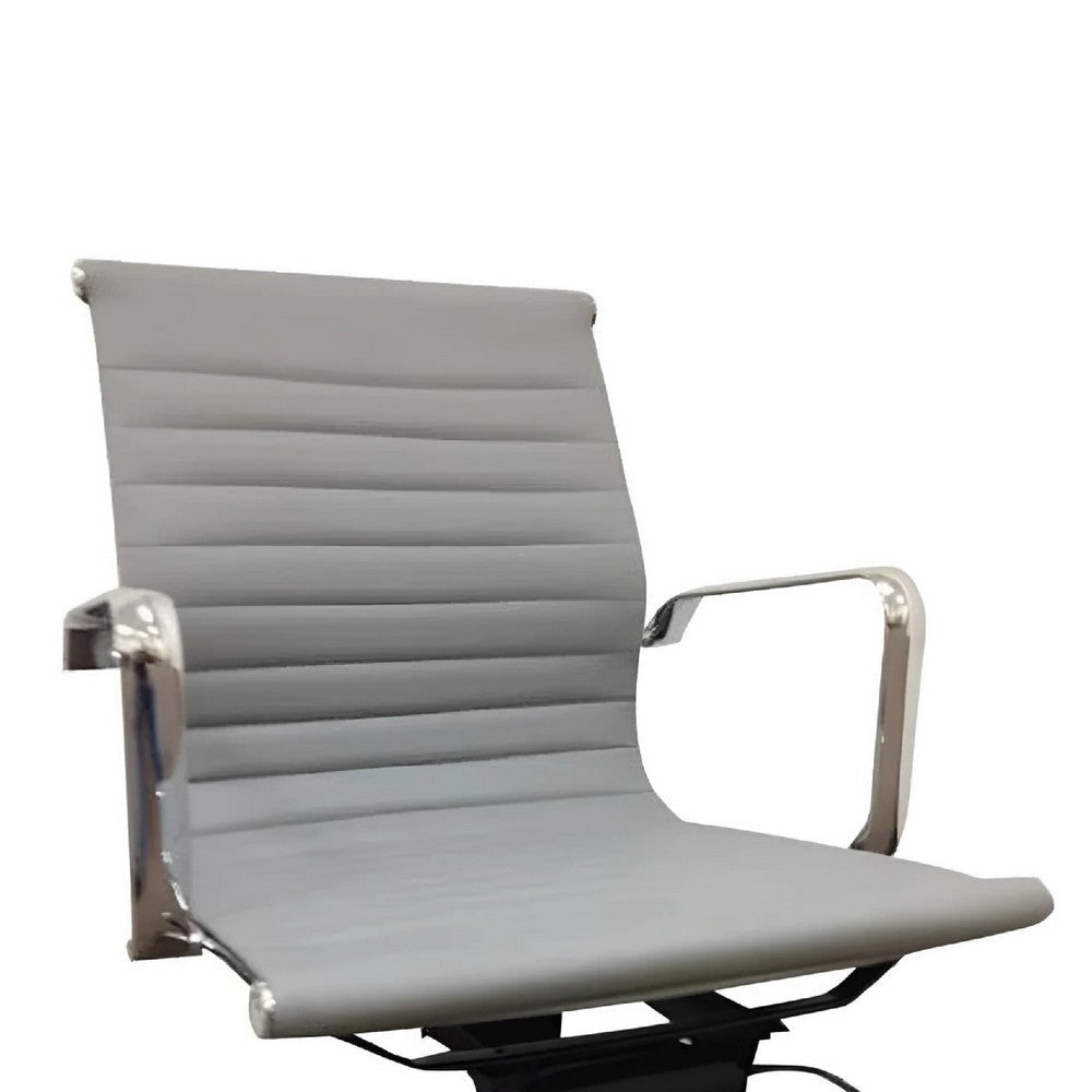 Rolling Office Chair | Gray Faux Leather | Swivel Reclining Design BM334665