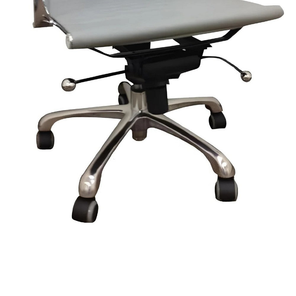 Rolling Office Chair | Gray Faux Leather | Swivel Reclining Design BM334665