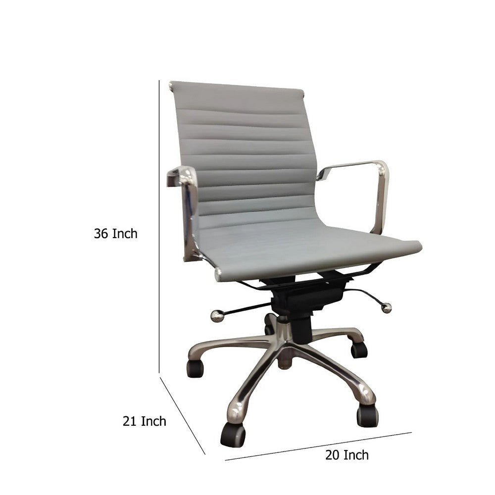 Rolling Office Chair | Gray Faux Leather | Swivel Reclining Design BM334665