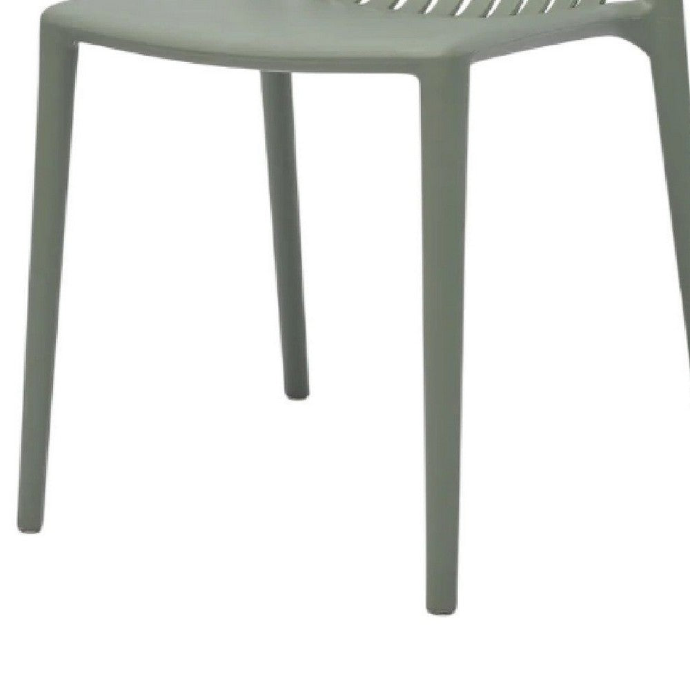 Womu Outdoor Side Chair Set of 4 | Moss Green Finish Slatted Backrest
