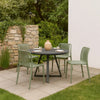 Womu Outdoor Side Chair Set of 4 | Moss Green Finish Slatted Backrest