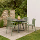 Womu Outdoor Side Chair Set of 4 | Moss Green Finish Slatted Backrest