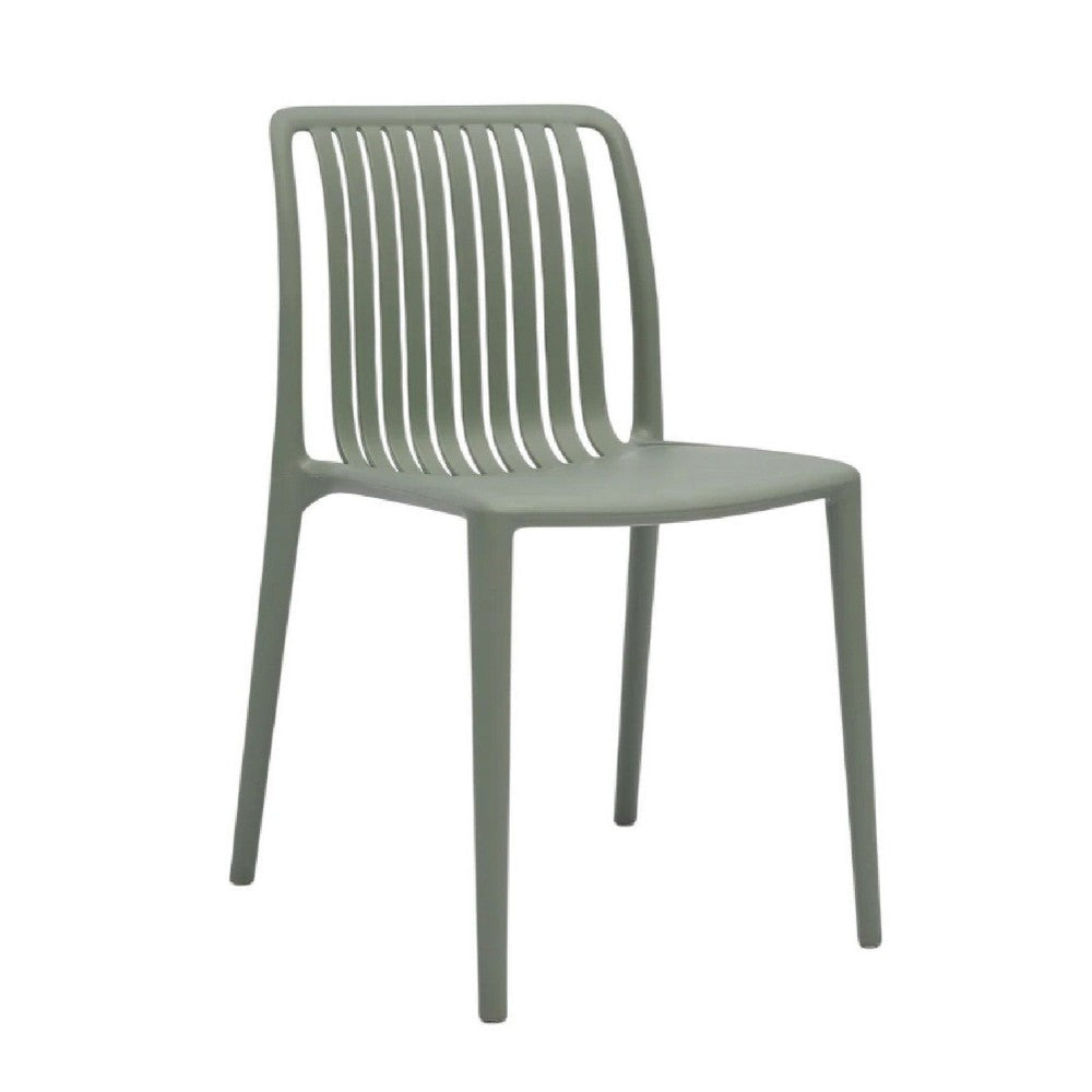 Womu Outdoor Side Chair Set of 4 | Moss Green Finish Slatted Backrest