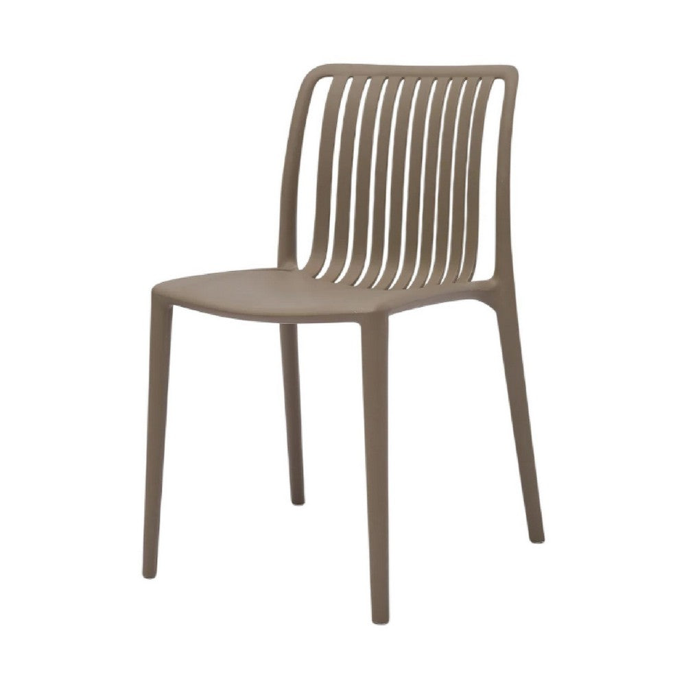 Womu Outdoor Side Chair Set of 4 | Brown Finish Open Slatted Backrest