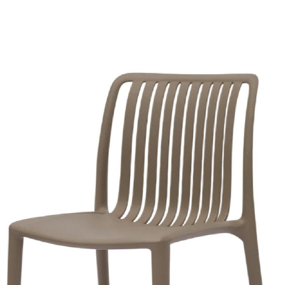 Womu Outdoor Side Chair Set of 4 | Brown Finish Open Slatted Backrest
