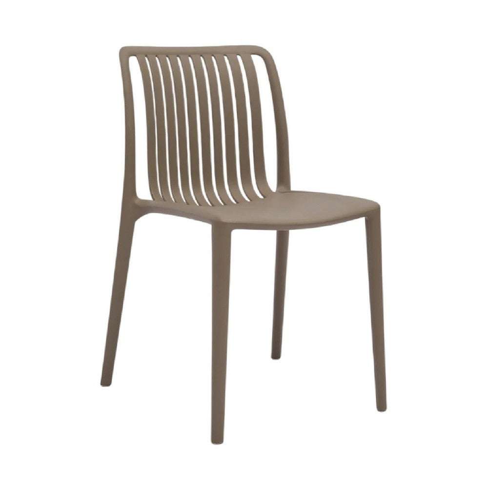 Womu Outdoor Side Chair Set of 4 | Brown Finish Open Slatted Backrest