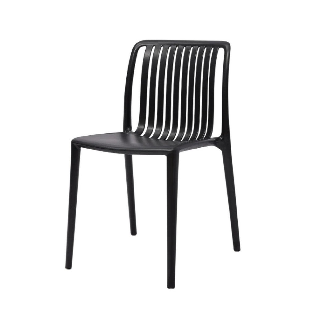 Womu Outdoor Side Chair Set of 4 | Black Finish Open Slatted Backrest