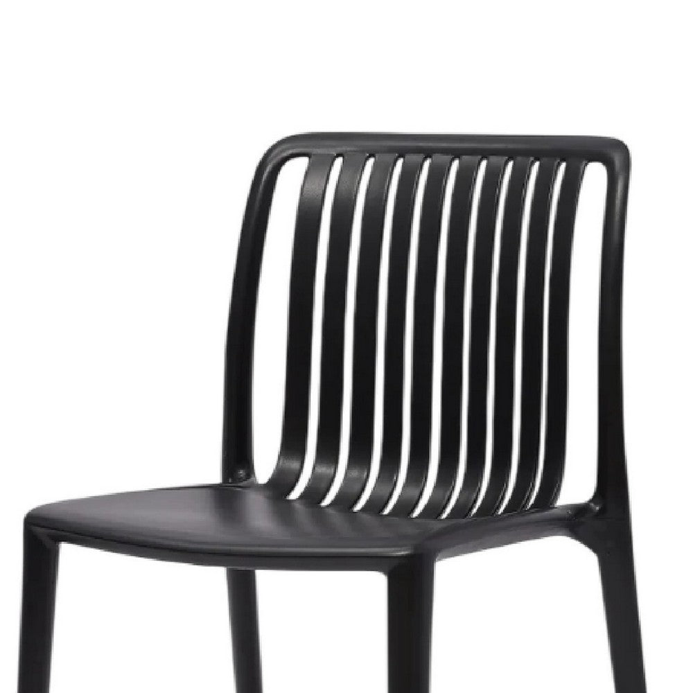 Womu Outdoor Side Chair Set of 4 | Black Finish Open Slatted Backrest