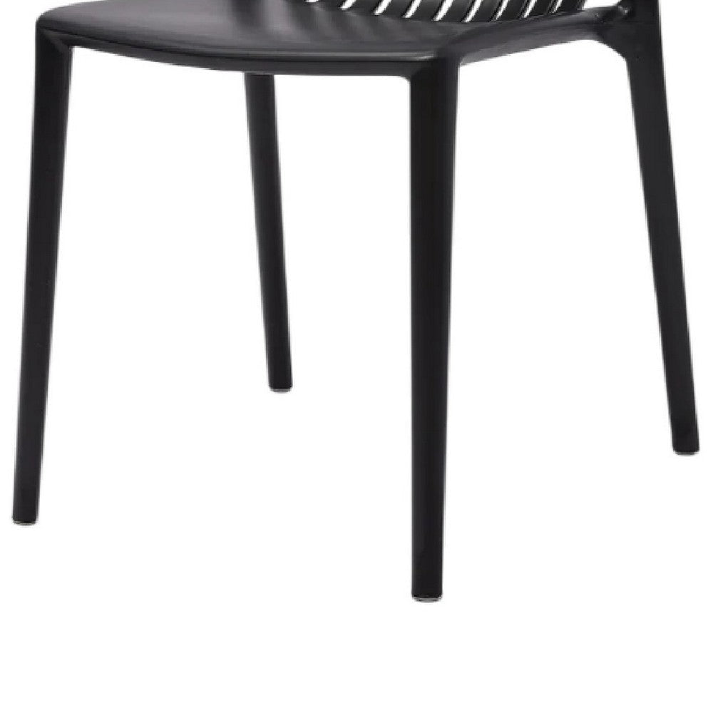Womu Outdoor Side Chair Set of 4 | Black Finish Open Slatted Backrest