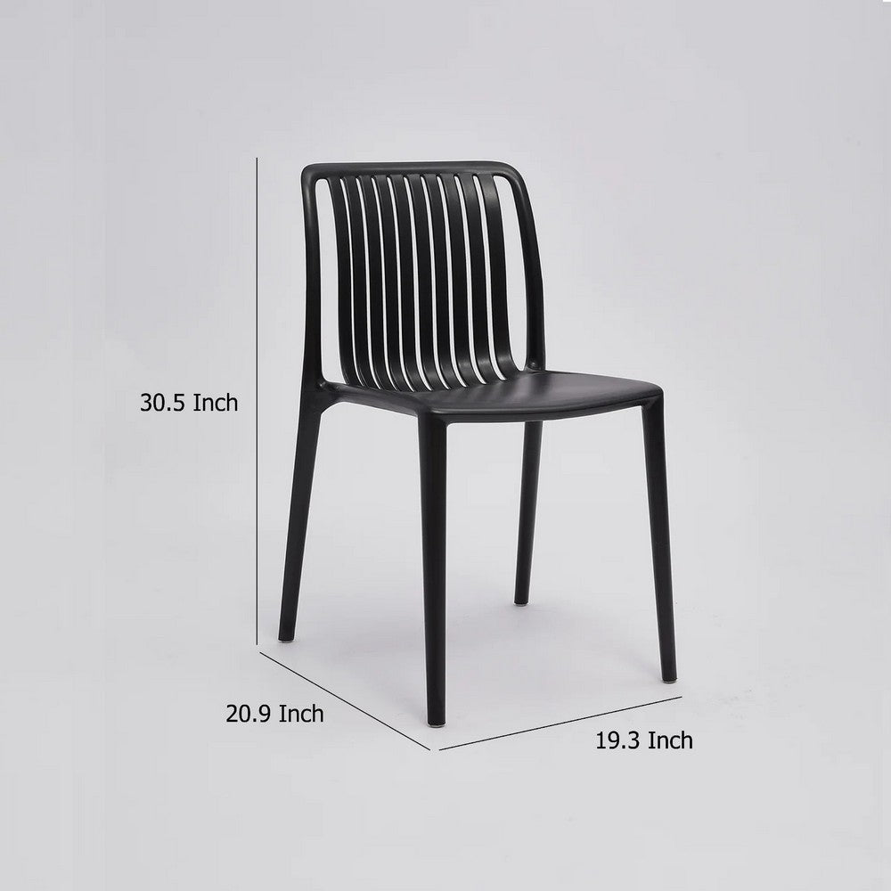 Womu Outdoor Side Chair Set of 4 | Black Finish Open Slatted Backrest