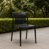 Womu Outdoor Side Chair Set of 4 | Black Finish Open Slatted Backrest