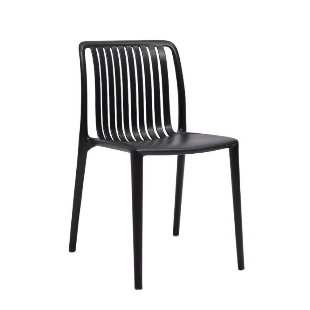 Womu Outdoor Side Chair Set of 4 | Black Finish Open Slatted Backrest
