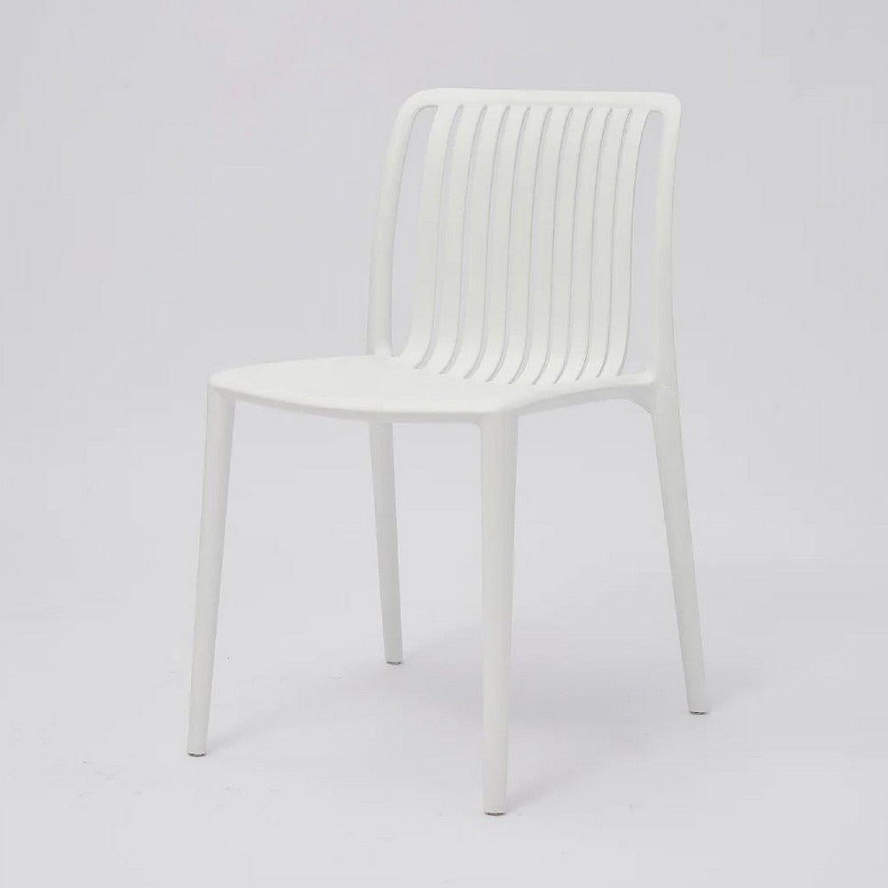 Womu Outdoor Side Chair Set of 4 | White Finish Open Slatted Backrest