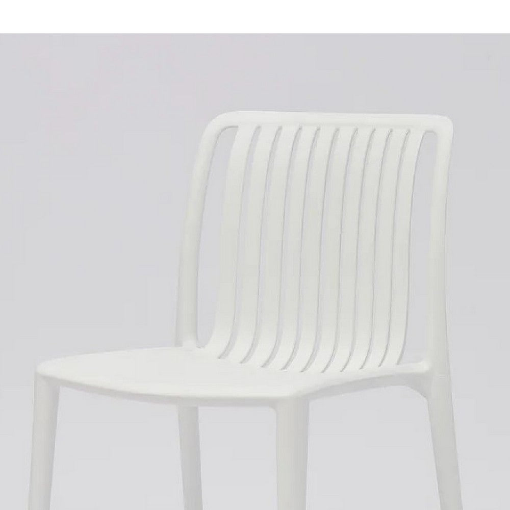 Womu Outdoor Side Chair Set of 4 | White Finish Open Slatted Backrest