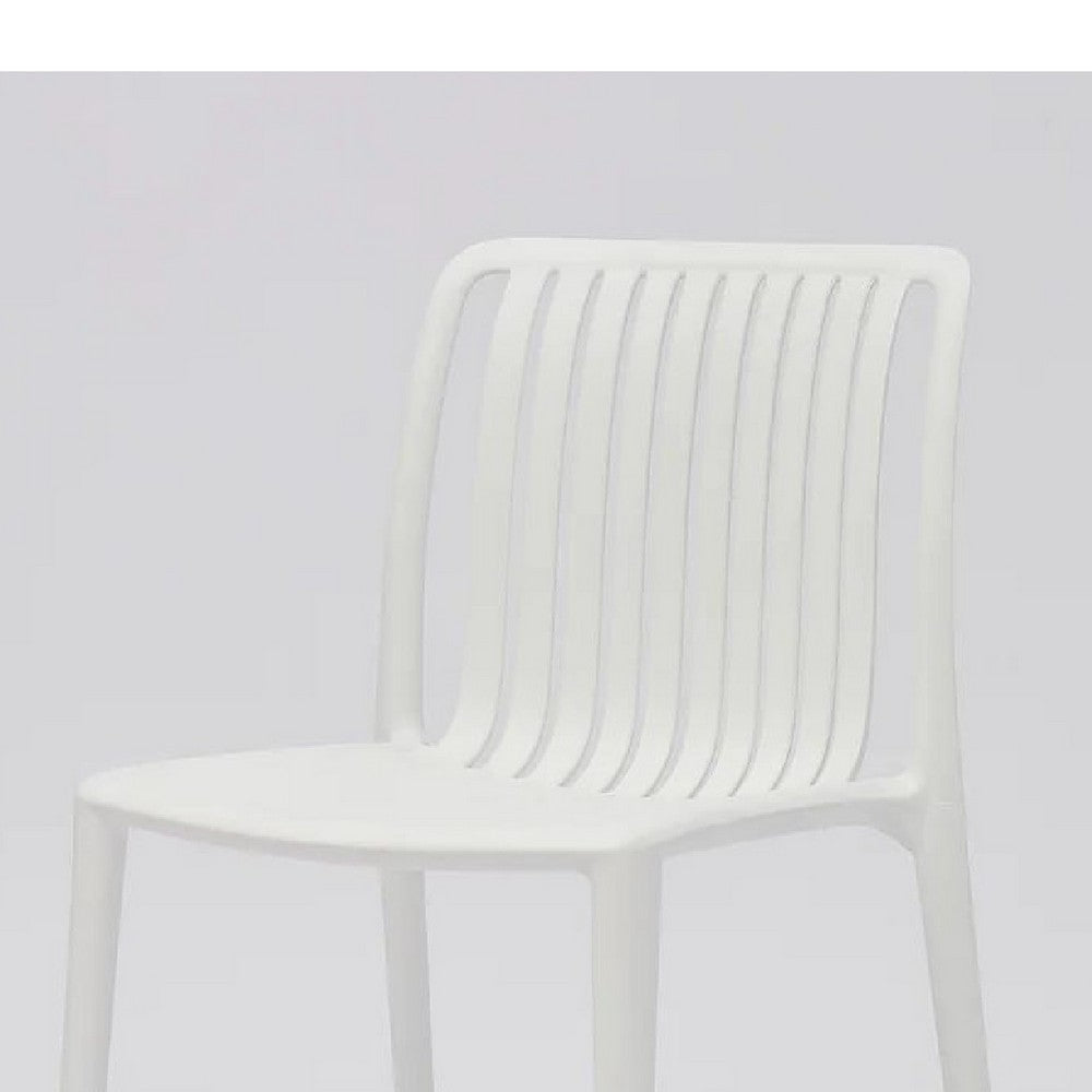 Womu Outdoor Side Chair Set of 4 | White Finish Open Slatted Backrest