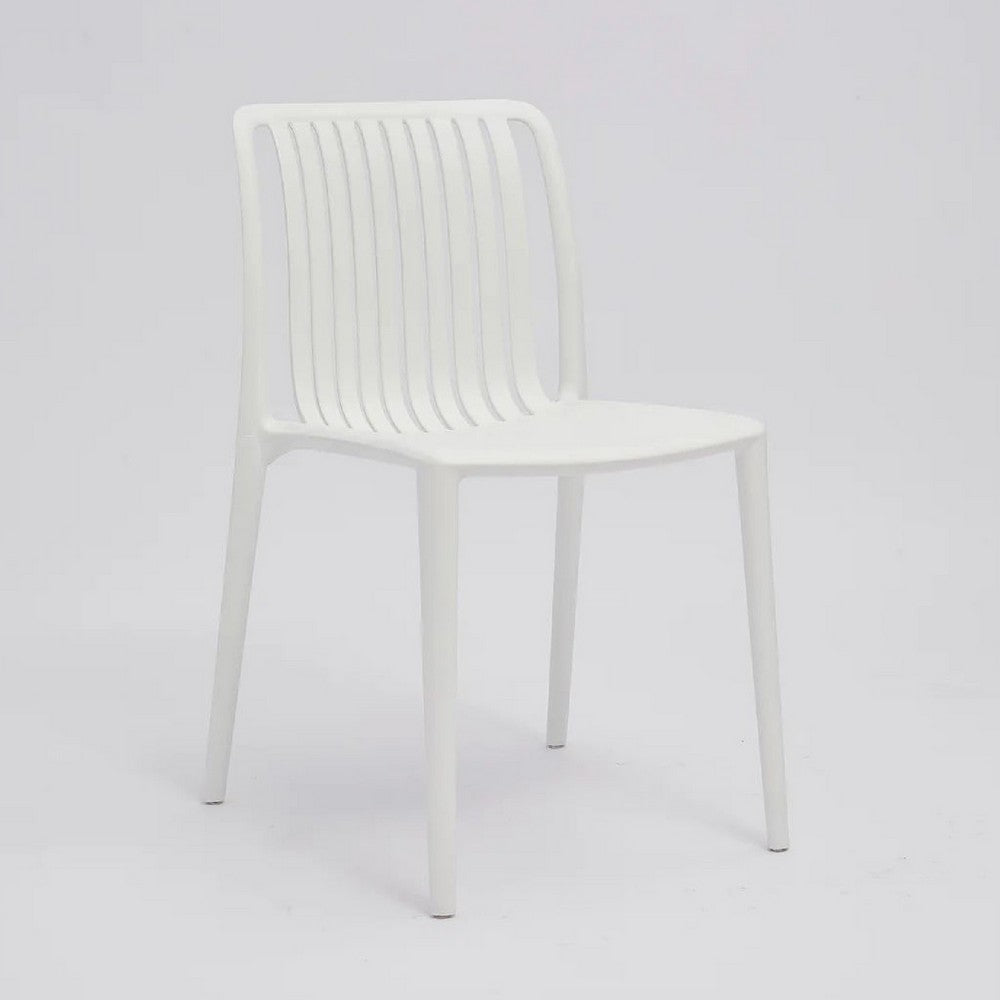 Womu Outdoor Side Chair Set of 4 | White Finish Open Slatted Backrest