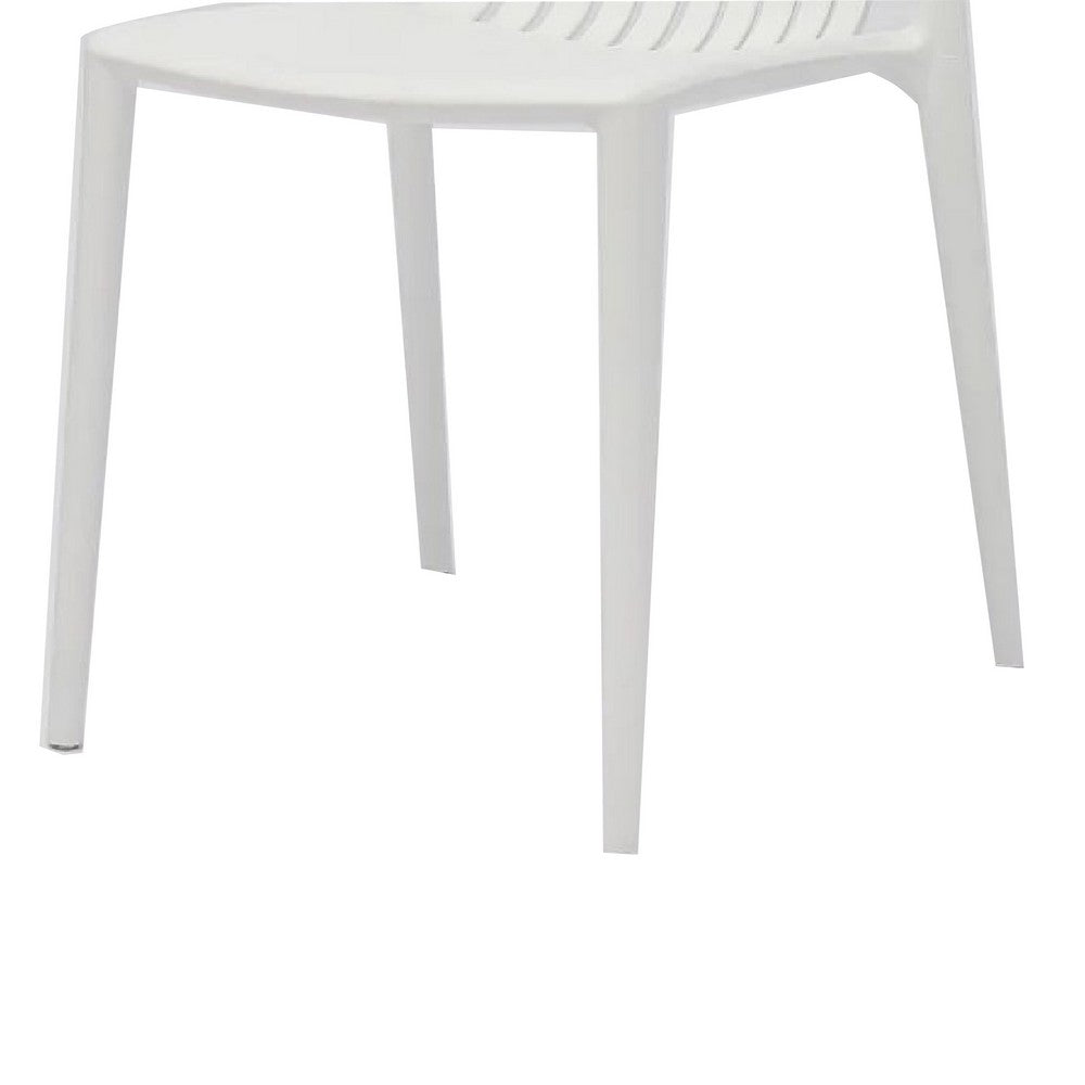 Womu Outdoor Side Chair Set of 4 | White Finish Open Slatted Backrest