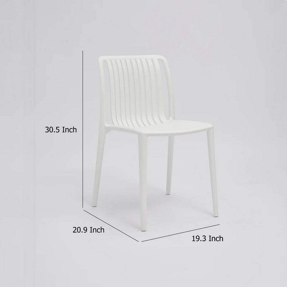 Womu Outdoor Side Chair Set of 4 | White Finish Open Slatted Backrest