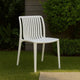 Womu Outdoor Side Chair Set of 4 | White Finish Open Slatted Backrest